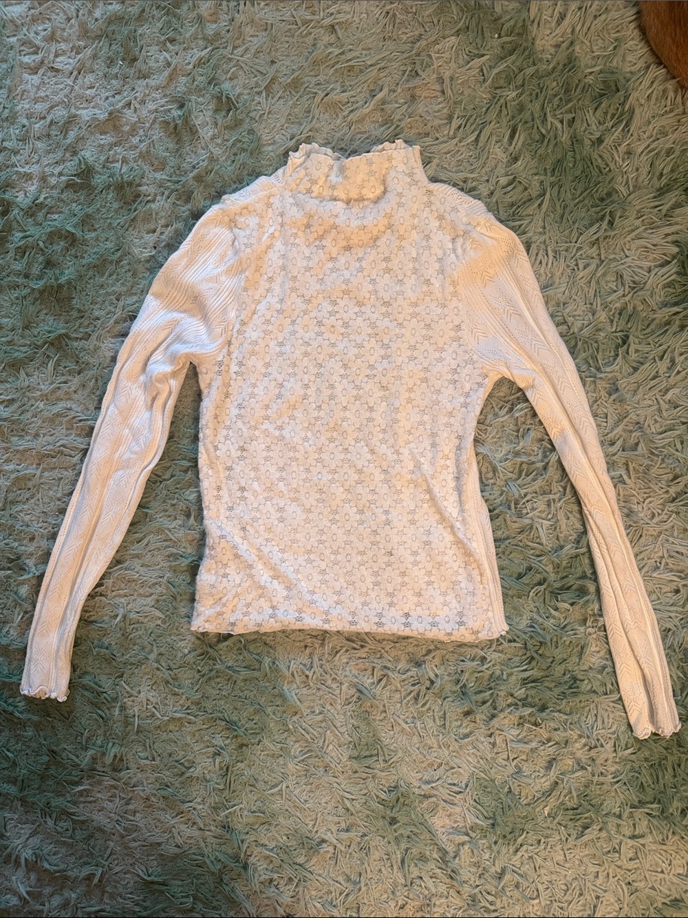 Urban Outfitters Cream Lace Mock Neck Long-Sleeve Top